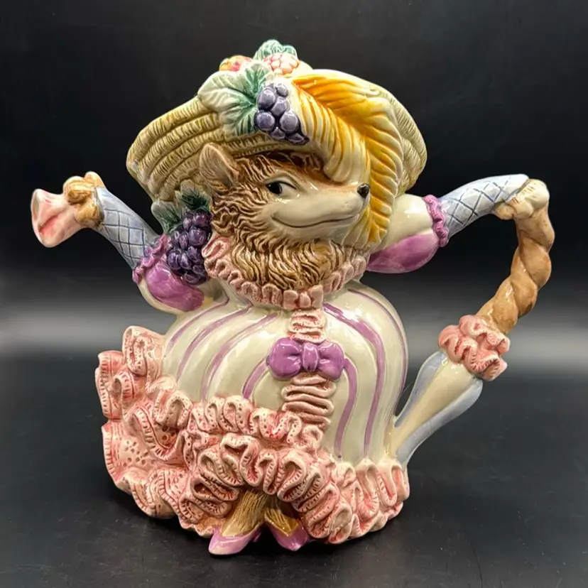 Vintage 1991 Fitz & Floyd Little Red Riding Hood Wolf in Disguise Teapot 9”