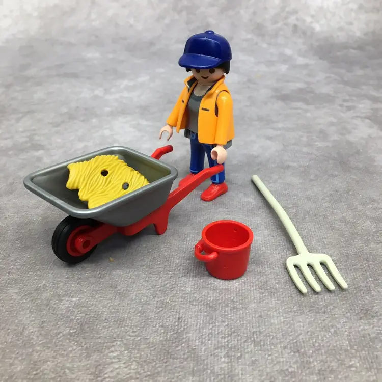 Playmobil Female Farmer & Wheelbarrow