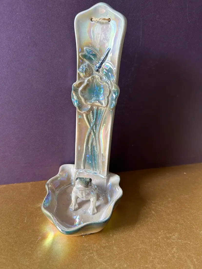 Vintage Luster ware Frog Wall Hanging No Issues Stylized Cross