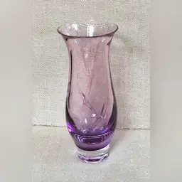 Magenta Swirl Handblown Glass Vase Flared Rim Heavyweight Goth Fairy Dream Core