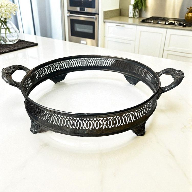 Vintage Silverplate 4 Legs 9.75" Interior Casserole Holder