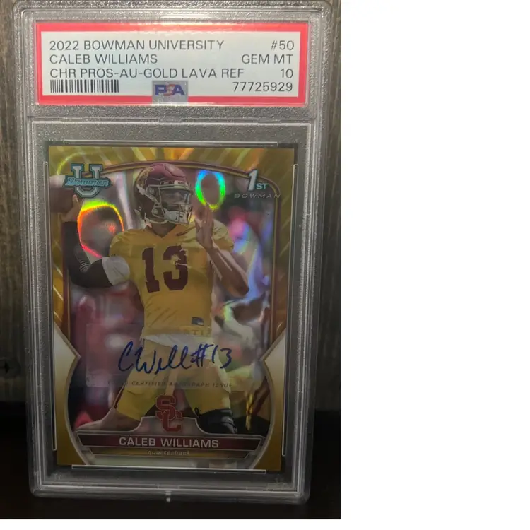 2022 Bowman U Chrome 1st Gold Lava Refractor Caleb Williams Auto /50 PSA 10