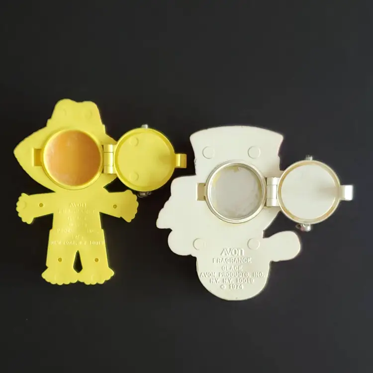Bundle of 2.  Avon Fragrance Pins/Brooches  "Wee Willy Winter"(1974) & "Peter Patches" (1975)