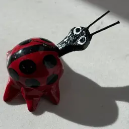 Paper Mache Bobble Head Red Ladybug 1.25”