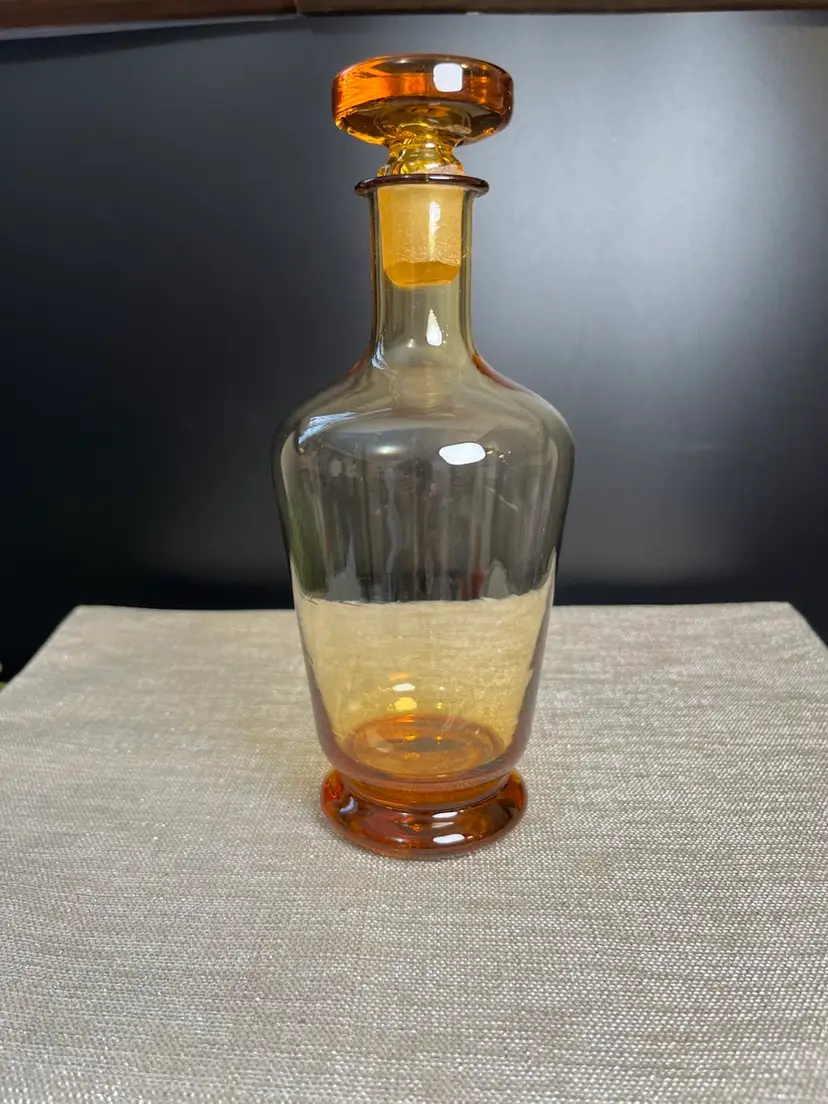 Amber Glass Cruet w/ "Flat Top" Stopper