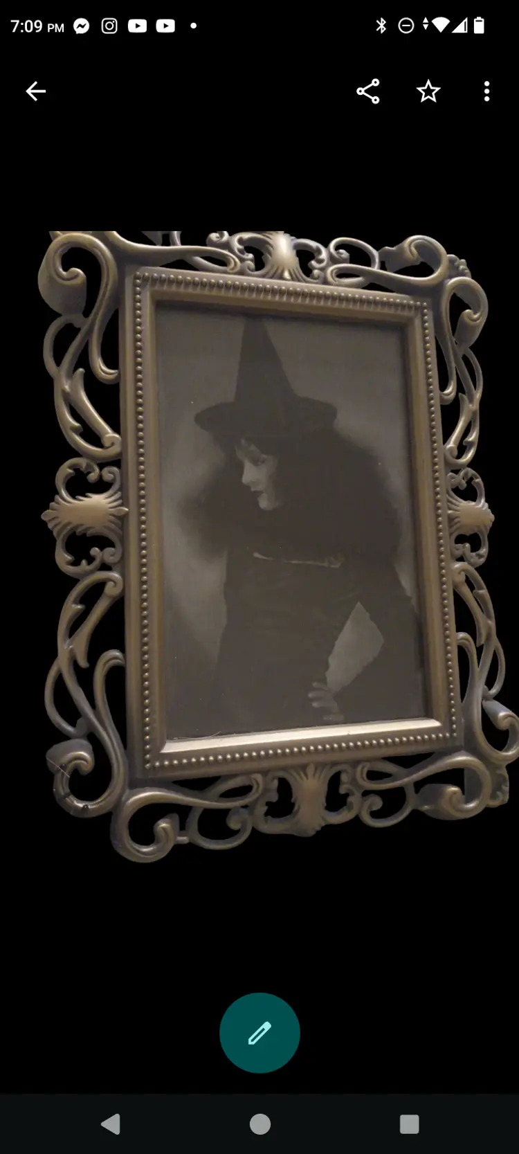 Vintage Witch Print in polished Baroque style frame