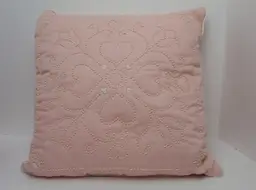 Vintage Candlewick Dusty Rose Pink Hand Embroidered Pillow Approx. 15" x 15"