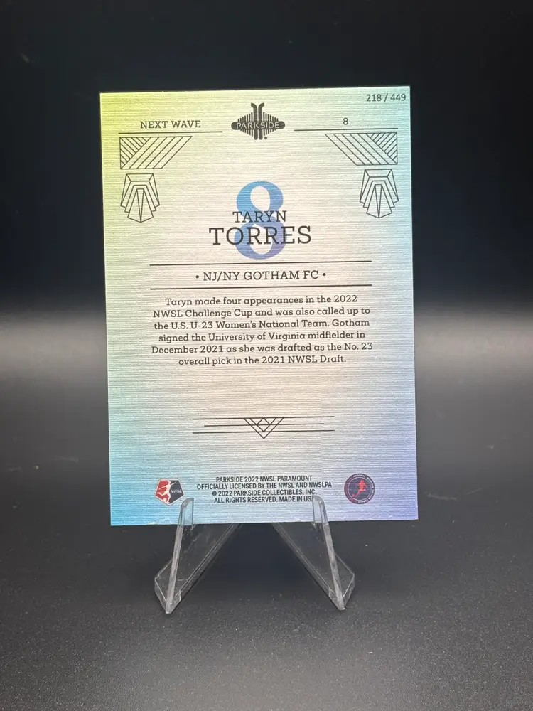 Taryn Torres 2022 Parkside Paramount Next Wave Insert NY/NJ Gotham FC
