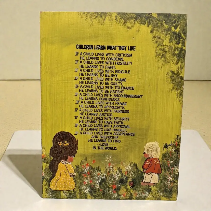Children Learn What They Live Artwork by Barb J Davis 1971 Wall Picture