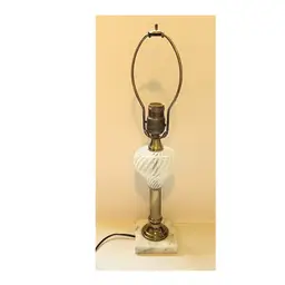 Vintage Fenton Table  Lamp Marble Base