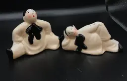 Clay Art Clown Salt Pepper Shakers Set #7513 Black/White Mime