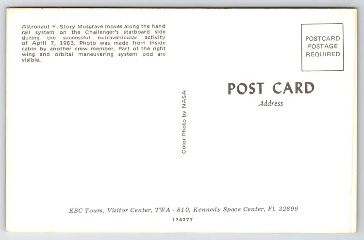 Postcard Astronaut F Story Musgrave Space Walk Challenger Shuttle Extravehicular - 14655
