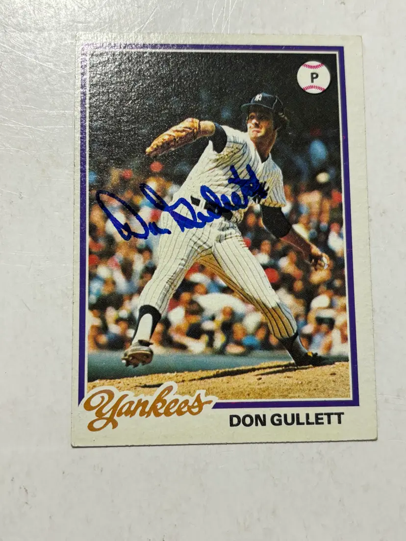 1978 Topps #225 Don Gullett Yankees Baseball Card Signed