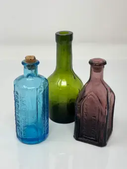 Miniature Multicolor Glass Bottles Set of 3