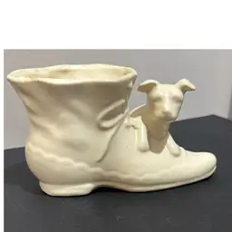 Vintage Ceramic Boot And Puppy Planter