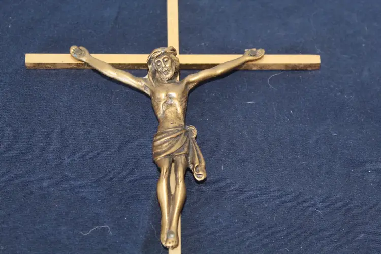10” Vintage Brass Gold Religious Cross Jesus Crucified Church Slim Crucifix INRI