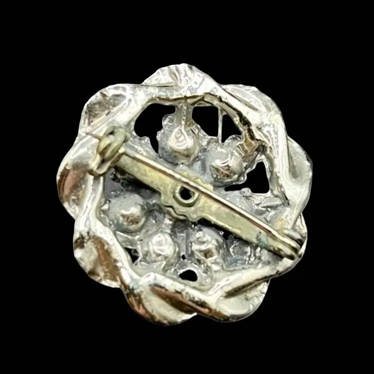 Vintage Rhinestone Silver Tone Brooch Pin 