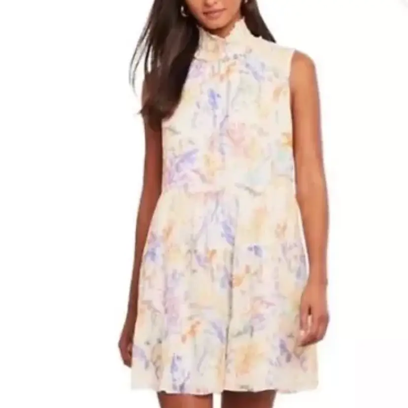 Amanda Uprichard Nadia Mini Dress Watercolor Pastel Tiered Sleeveless Size XS Soft Girl Fairy Whimsy