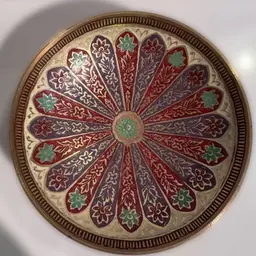 Vintage Brass Enamel Trinket Bowl