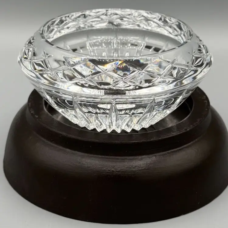 2 of 2 Vintage Princess House 24% Lead Crystal 3-Way Reversible Candle Holder 4.5”x 2”