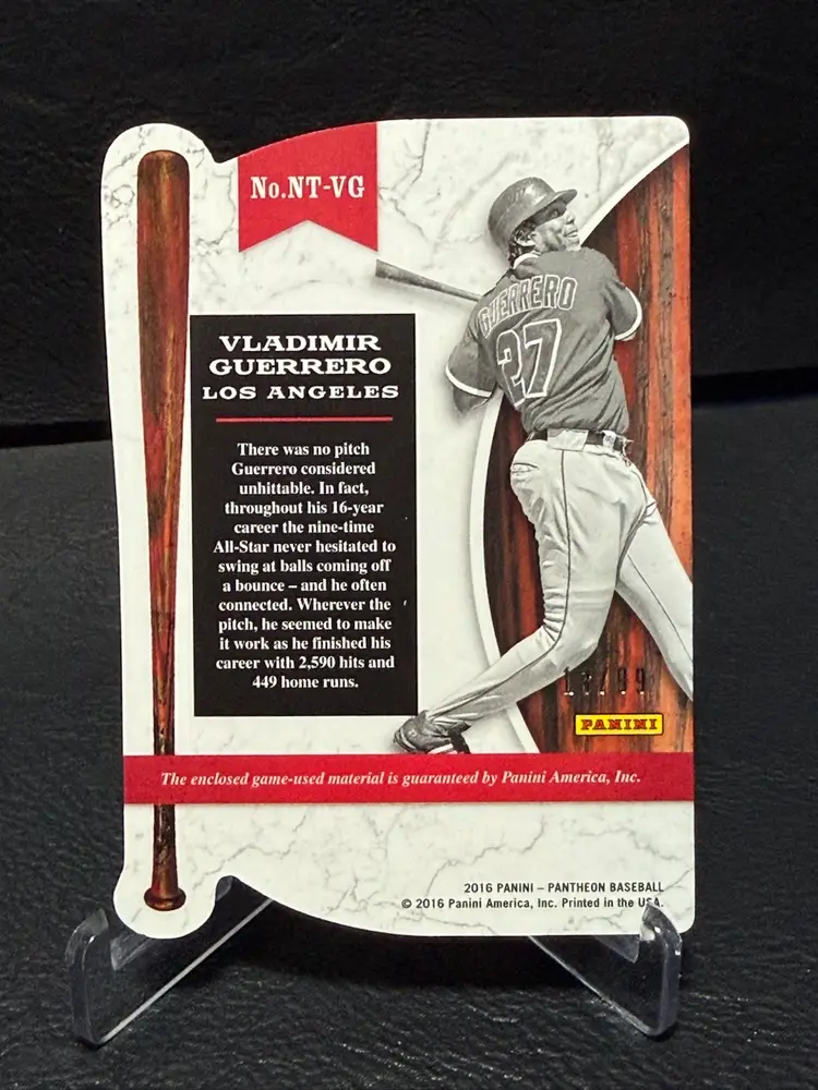 Vladimir Guerrero 2016 Panini Pantheon #NT-VG Game-Used Bat Relic 13/99 Los Angeles Angels