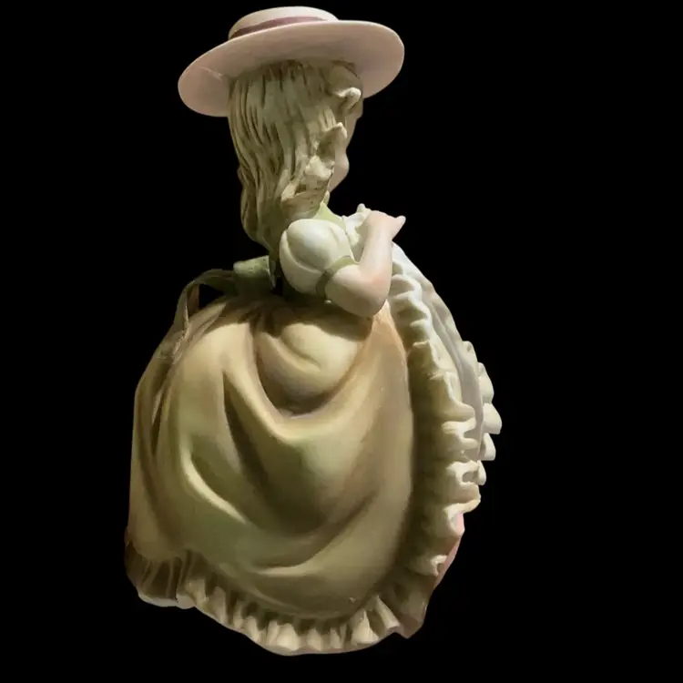 So Adorable Vintage Lefton China Bloomer Girl Aka Petticoat Girl. Bisque Porcelain Figurine. Model # KW 3880 Hand Painted . Generally This Figurine Was Manufactured In The 1950s / 1960s.