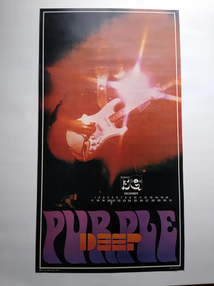 Deep Purple Richie Blackmore Wall Poster 1975 Classic Rock Music UNUSED 22" Original Vintage