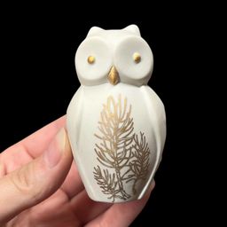Lenox Everyday Wishes Wisdom Owl Figurine, Ivory Porcelain Owl With Gold Tone Pine Motif