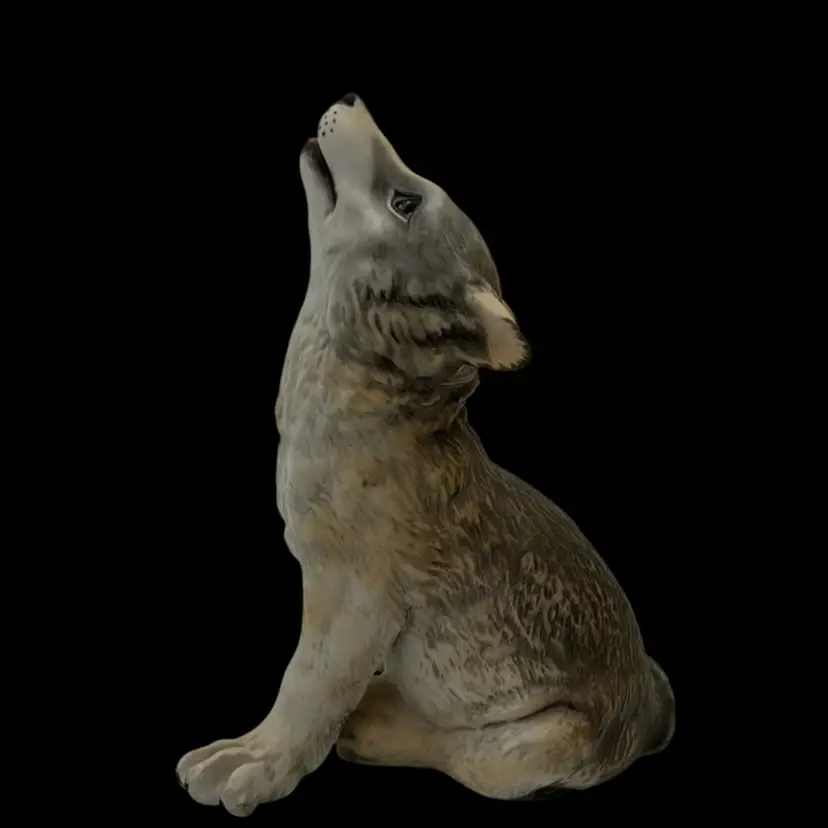#01 Vintage 1984 Babies Of Endangered Species Figure Collection, Webster, Limited Edition. Baby Wolf Howling. Creators of Museum quality