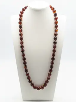 Vintage Amber Color Bead Necklace Jewelry