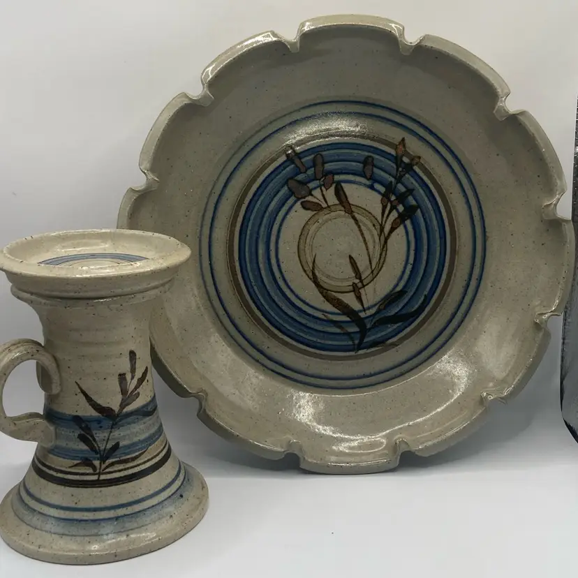 Stoneware Pottery Casserole, Candleholder Combo, Padgett Pottery For Clayton House Crafts, Vintage