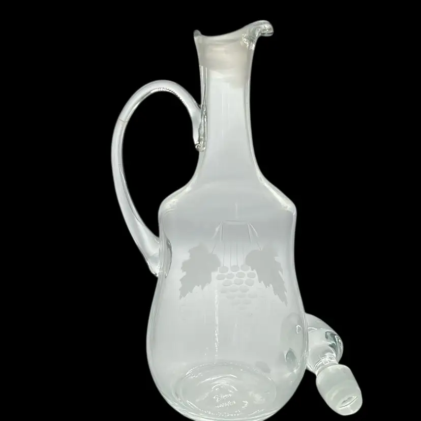 Vintage etched wine decanter