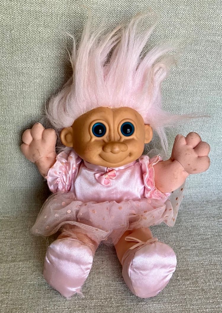 Ballerina Russ Berrie Troll Kidz Doll Blue Eyes Pink Tutu 12" Lite Pink Hair SEE