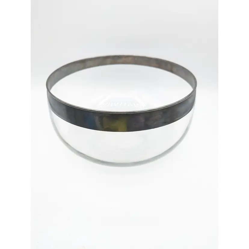 MCM vintage Dorothy Thorpe silver rim glass bowl