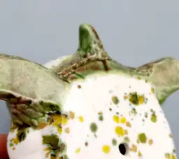 #107 - Drip Glazed Ceramic Turtle Figure, Green, Yellow & White