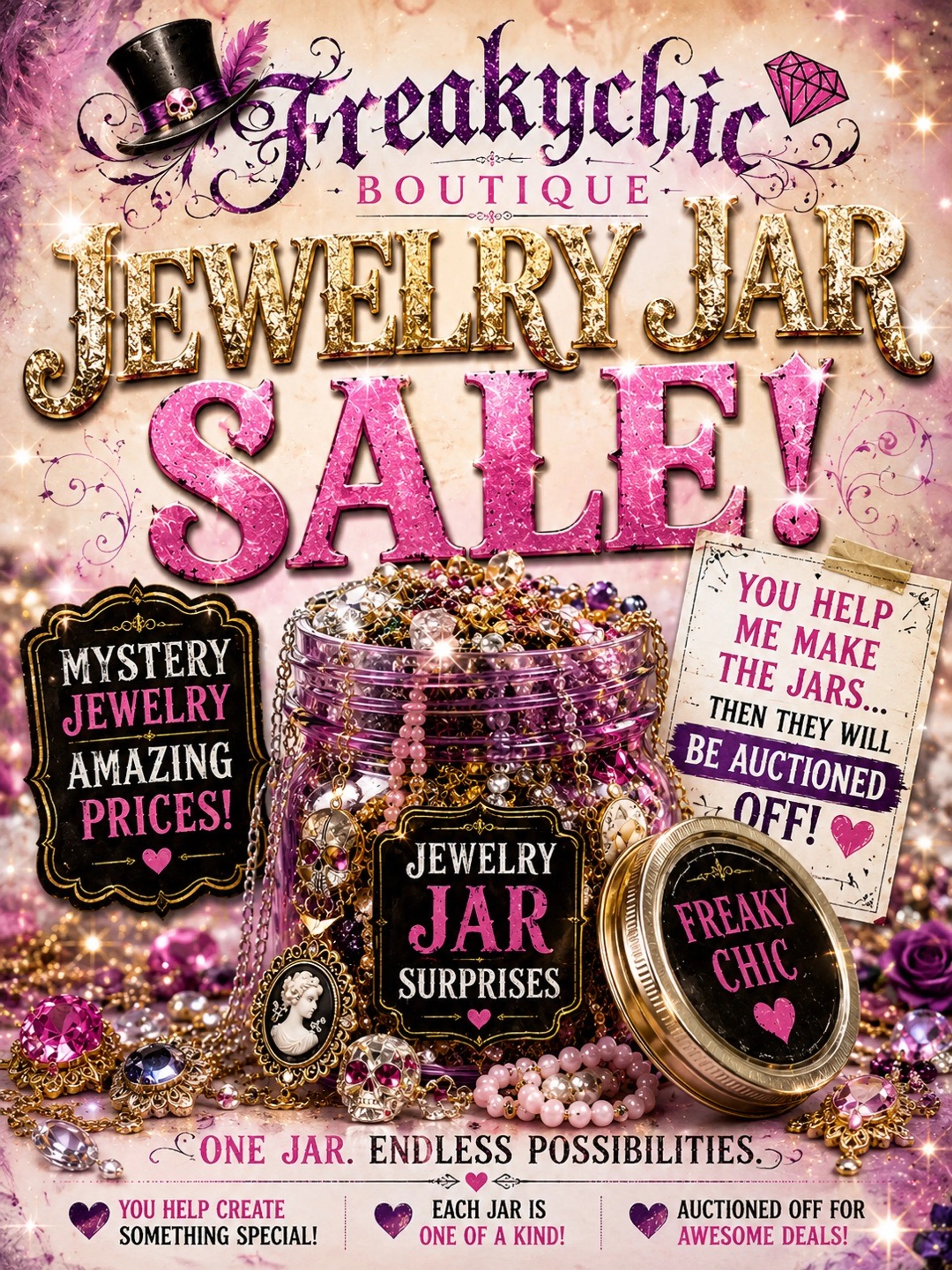 Let’s Make Jewelry Jars. ALL Wearable Vintage. Auction Off When We Fill It. 