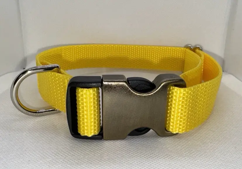 Dog Collar Yellow Large Handmade Heavy Duty W/Buckle NEW