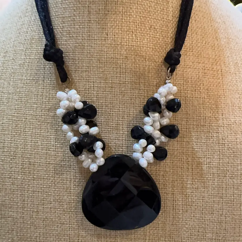 Pearl And Glass Faceted Bead Necklace