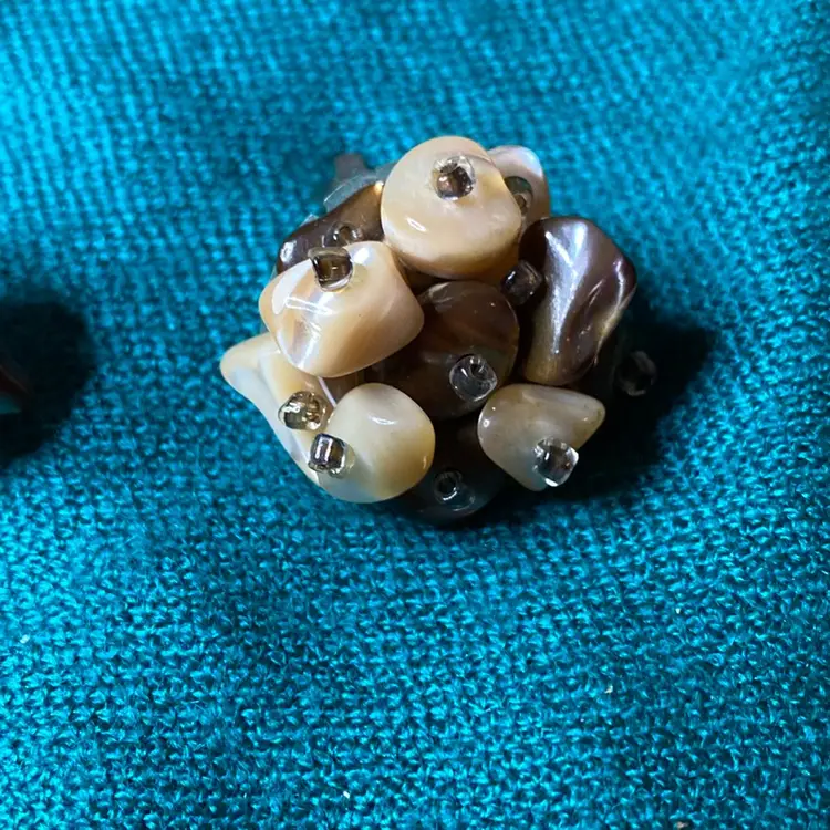 Sewn, Beaded With Small Clear Beads Clip On Earrings