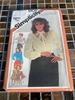 Vintage Simplicity Sewing Pattern 5303 Size 10 Misses Ruffle Blouse 1981