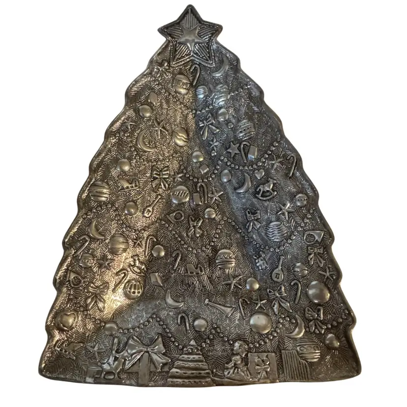 International silver Christmas tree plate