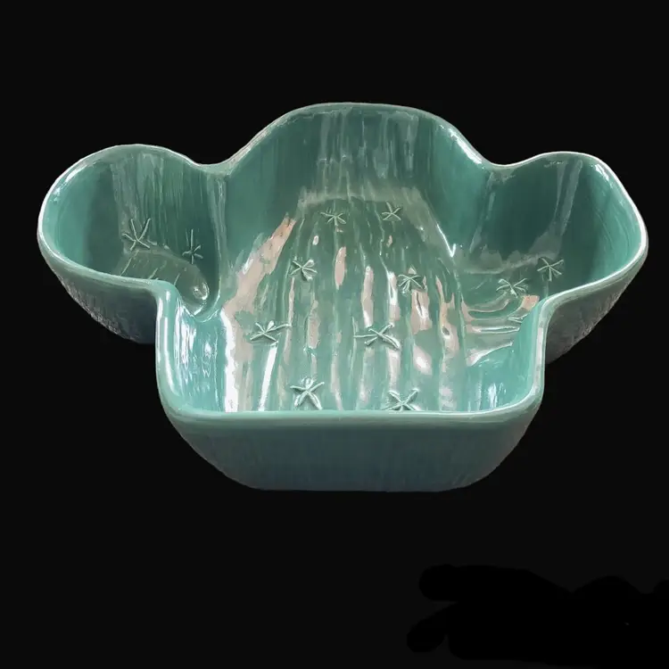 Desert Cactus Chip Bowl Plate Large Treasure Craft USA 12" Vintage