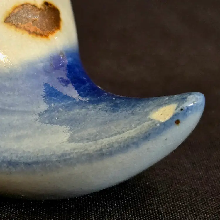 Mexico Folk Art Pottery Man in the Moon Hand Painted & Signed J. Campe Vintage with Condition Issue