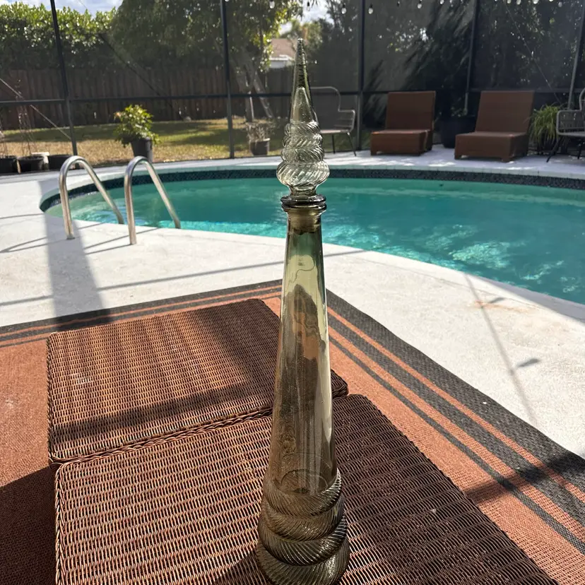 Vintage Tall Empoli Italian Green Genie Bottle Decanter 25.5β