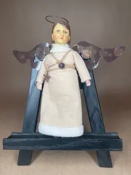 Primitive Folk Art Angel with Wings and Halo Christmas Holiday Ornament