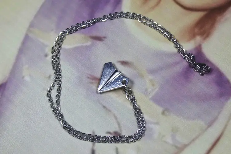 Out Of The Woods 1989 Paper Plane Silver Charm Necklace