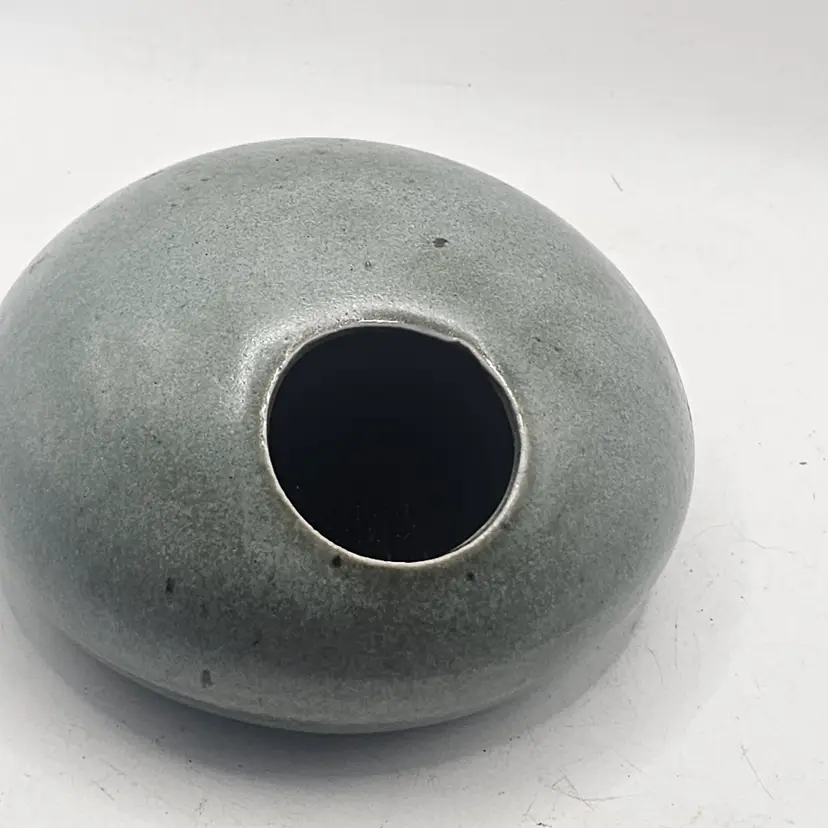 Studio Art Pottery Vase with metal flower frog