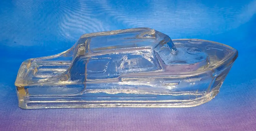 Vintage Glass Motorboat Candy Container 3