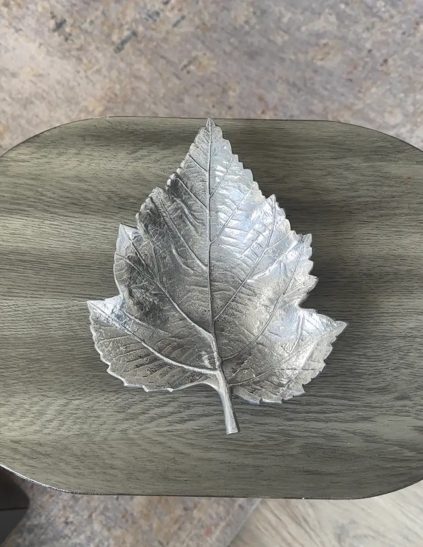 Martha Stewart Park Leaves Collection 9 Inch Silver Maple Leaf Bowl