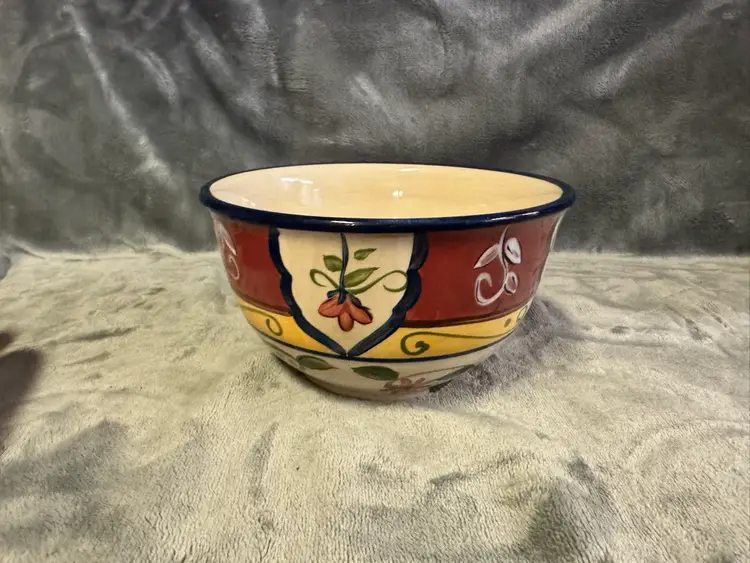 Pier 1 One Hand Painted Earthenware Cereal Salad Bowl 5.75” Vallarta Red FUC